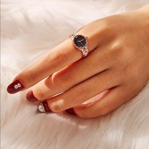 Rhinestone Detail Watch Shaped Ring